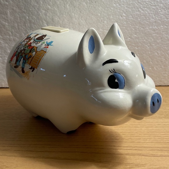 Vintage Rob Roy Piggy Bank Saloon Cops & Robbers Decoration Blue Eyes 11.5” Rare - Picture 1 of 10